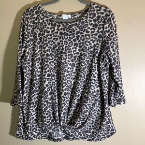 Pebble & Stone (Anthropologie) Animal Print Top